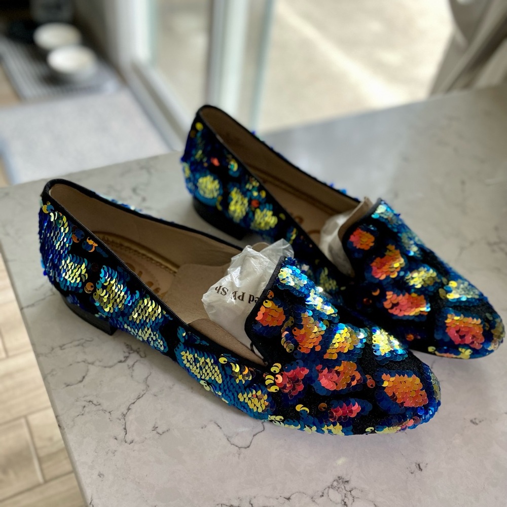 Sam Edelman “Jordy” sequin loafers, EUC
